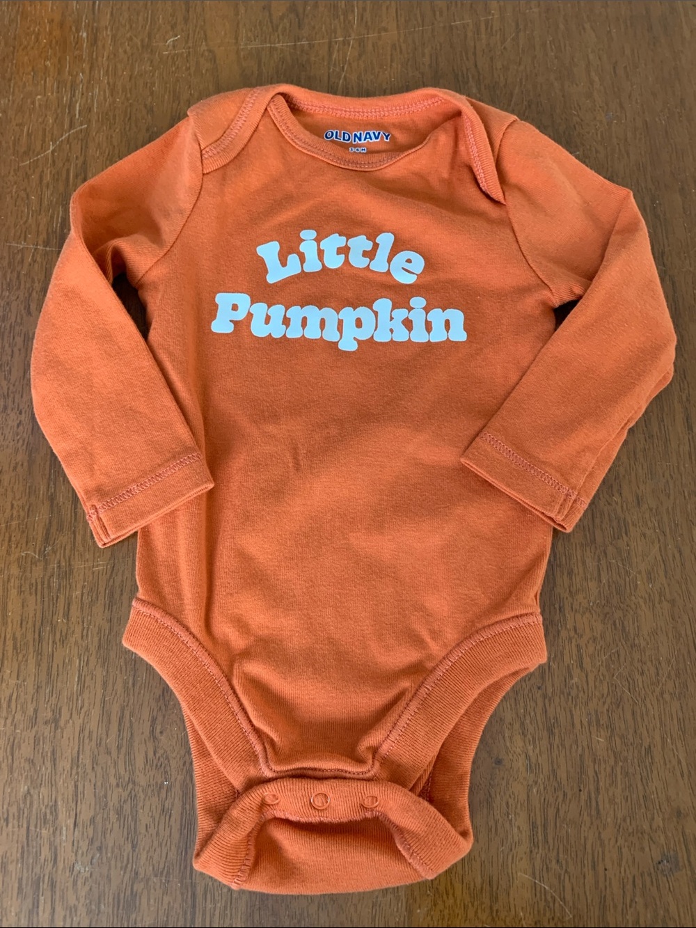 Old Navy Orange "Little Pumpkin" Long-Sleeve Baby One-Piece